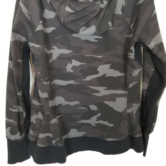 Athleta Women  Triumph Camo Printed Zip Up Hoodie Jacket Sz L Gray Athletic - Picture 6 of 8